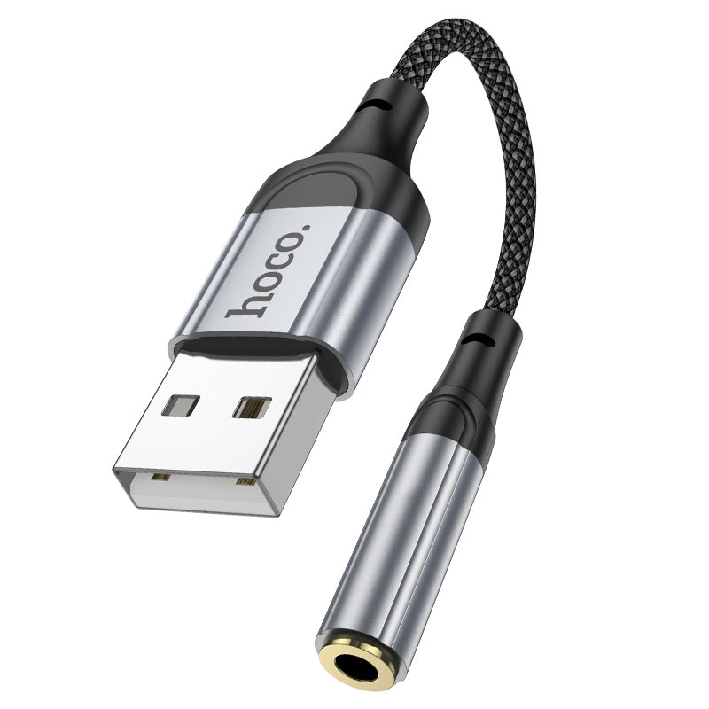 Переходник Hoco LS36 Fresh USB-A to 3.5mm audio converter; 0,12 м, черный