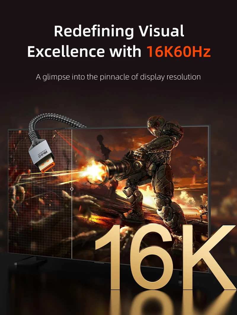 Кабель DisplayPort -> DisplayPort CABLETIME CD13L (CT-DP16K-AG2); 2.1v; 16K@60Hz; 8K@120Hz; 80 Гбит/с; 2,0 м