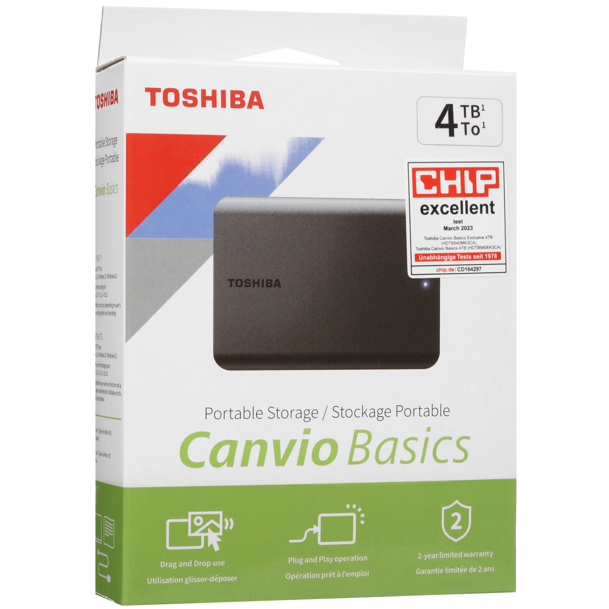 Внешний жесткий диск 4 ТБ Toshiba Canvio Basics (HDTB540EK3CA***); 2,5"; USB 3.0; чёрный