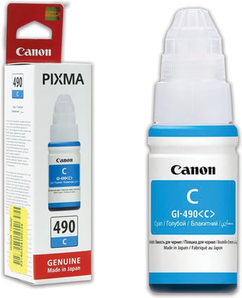 Картридж Canon GI-490C (0664C001***); Canon Pixma G14XX/G24XX/G34XX/44XX; оригинал; синий