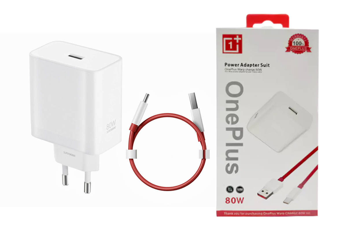 Зарядное устройство OnePlus Supervooc 80W (VCB8JACH), 80 Вт, 6А, 1xUSB, 170 г, Кабель в комплекте Type-C, белый