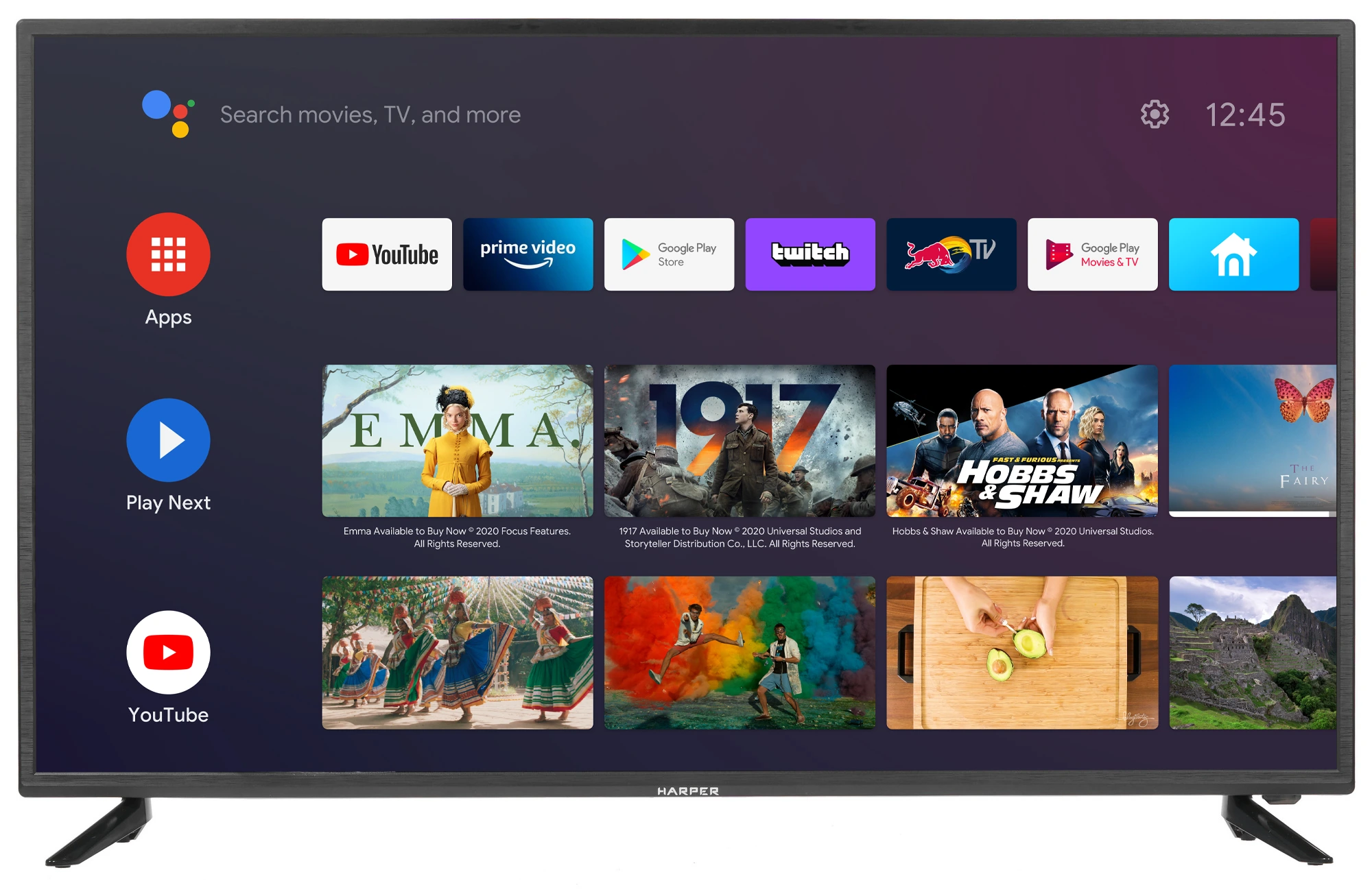 Телевизор 43" Harper 43F690TS (43F690TS); 1920x1080; VA; Direct LED; 4 000:1; 250 кд/м²; 178°/178°; YaOS; 5,3 кг, черный