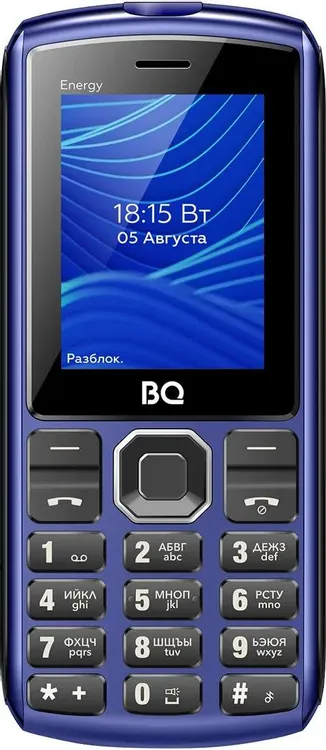 Мобильный телефон BQ Energy Blue/black (BQ-2452***); 2,4"; 32 МБ; 32 МБ; Dual Sim; моноблок; пластик; microSD до 32Гб; 4000 мА*ч; FM радио; BT 2.1; си