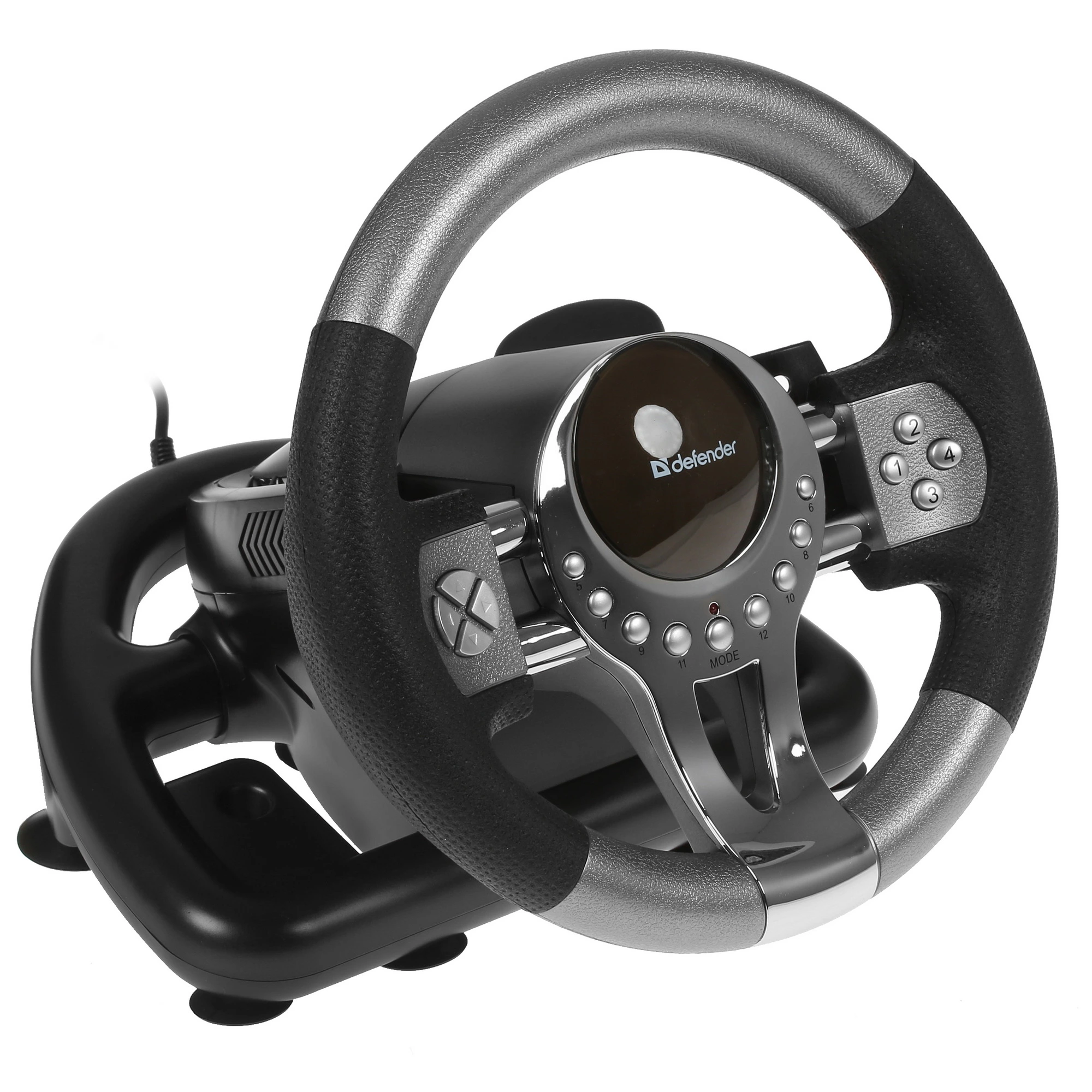 Руль Defender FORSAGE GTR (64367***); проводной; газ/тормоз; PC; 12 кнопок, 2 подрулевых переключате