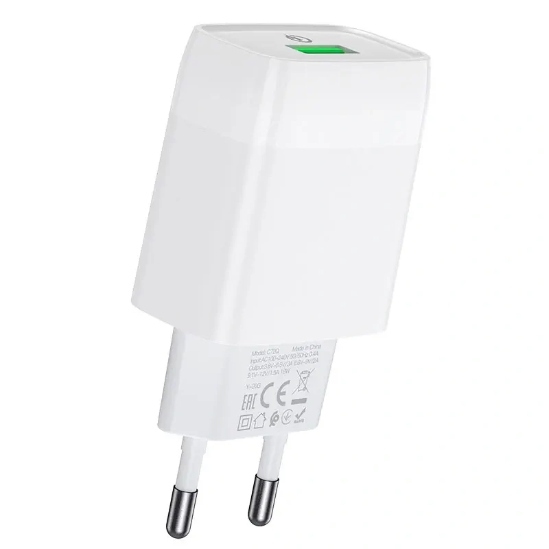 Зарядное устройство Hoco C72Q Glorious QC3.0; 1 USB порт - 2.4A; 18W