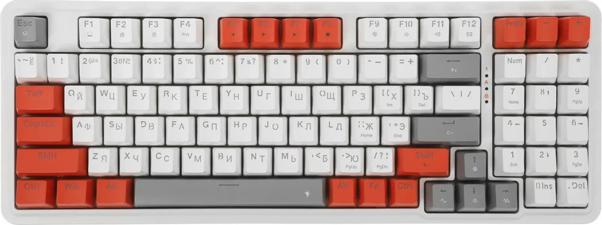 Клавиатура игровая Redragon Gloria (72216); USB; механическая; 94 клавиши; 12 (+FN); Hot Swap; Gasket mount; подсветка RGB; отсоединяемый кабель; ENG\