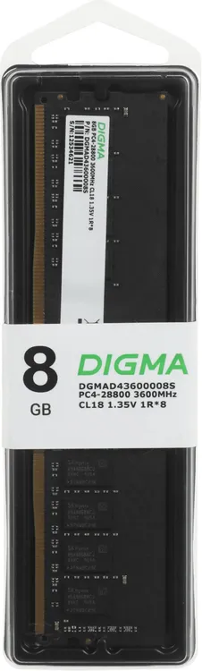 Модуль памяти DDR4 8 ГБ Digma (DGMAD43600008S); 28800 MБ/с; 3600 МГц; OEM