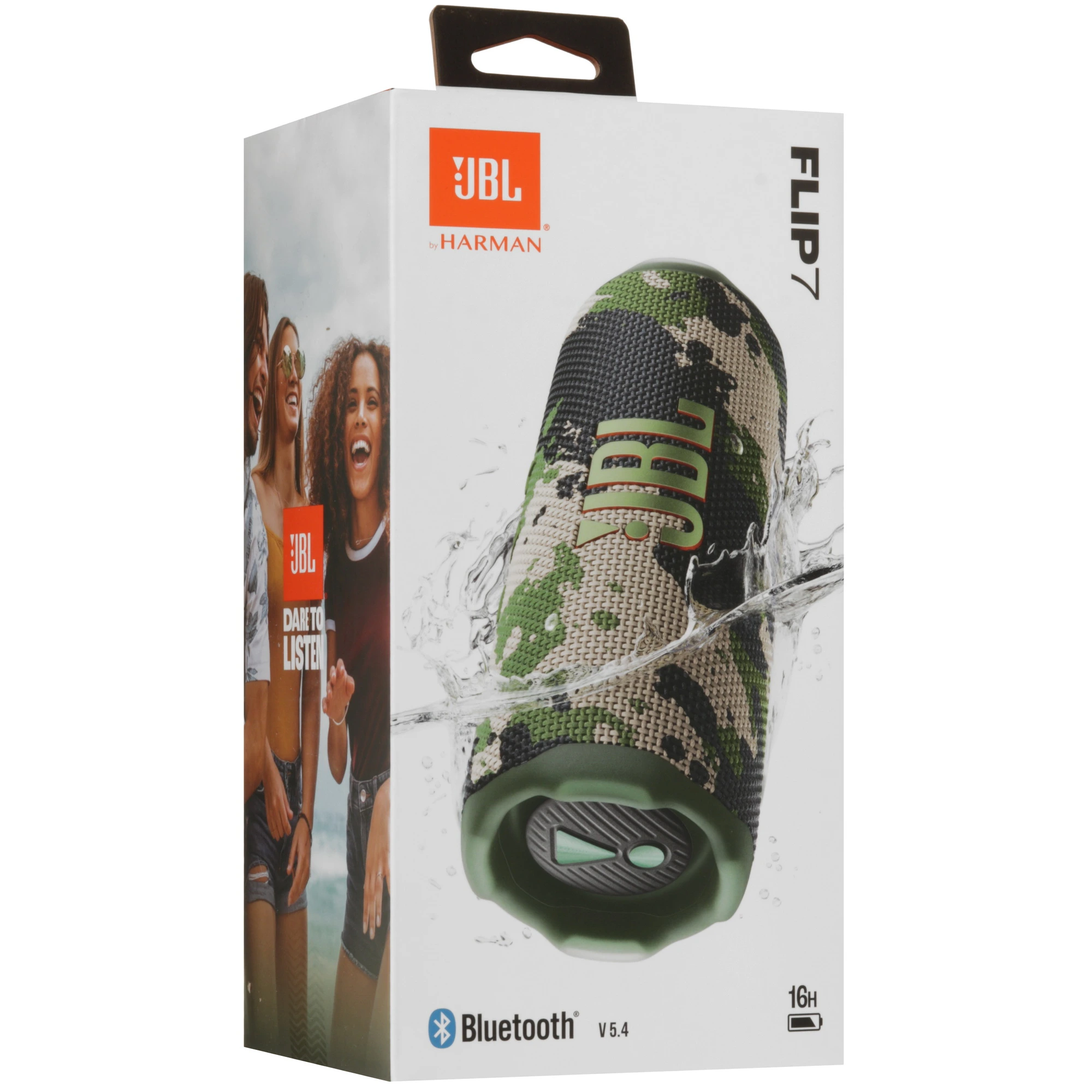 Акустика портативная JBL Flip 7 Камуфляж (JBLFLIP7SQUAD) , 35 Вт, 5.4, 4 800 мА/ч , IP68, 560 г, зеленый