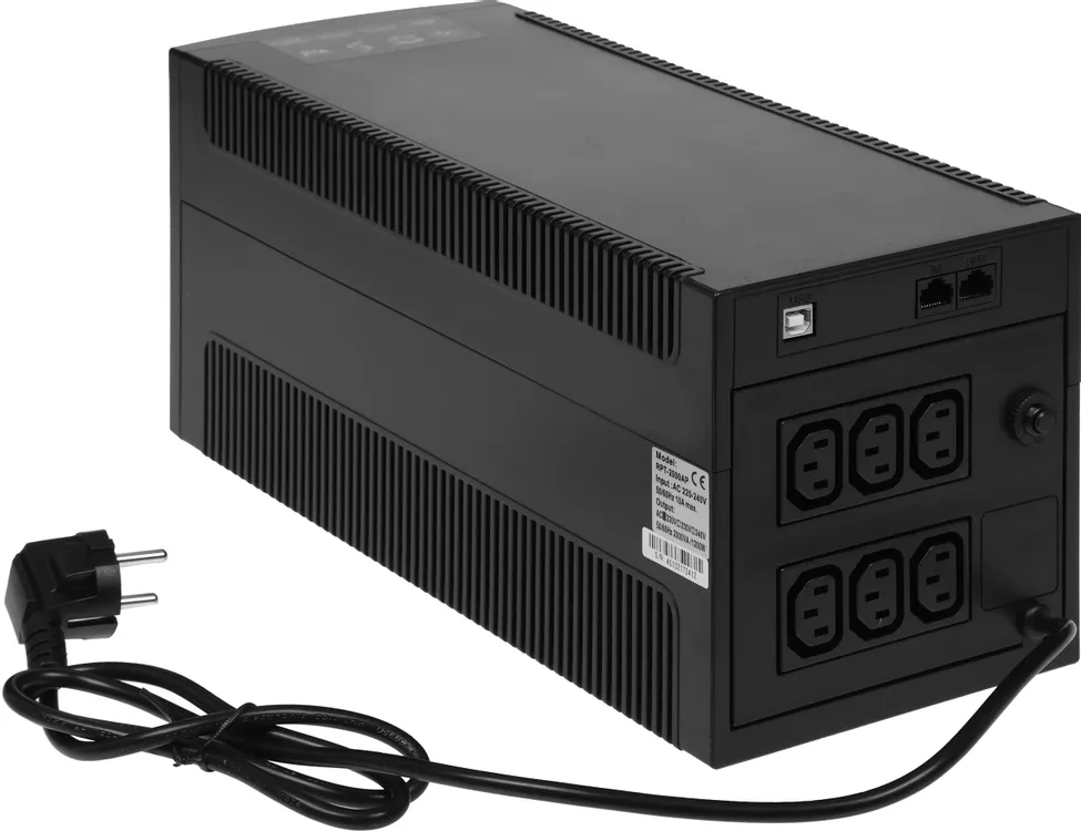ИБП Линейно-интерактивный Powercom Raptor (RPT-2000AP***); 1200 Вт; 165 - 300 В; защ. тел/лок. сети; чёрный; светодиодные индикаторы; 11,1 кг