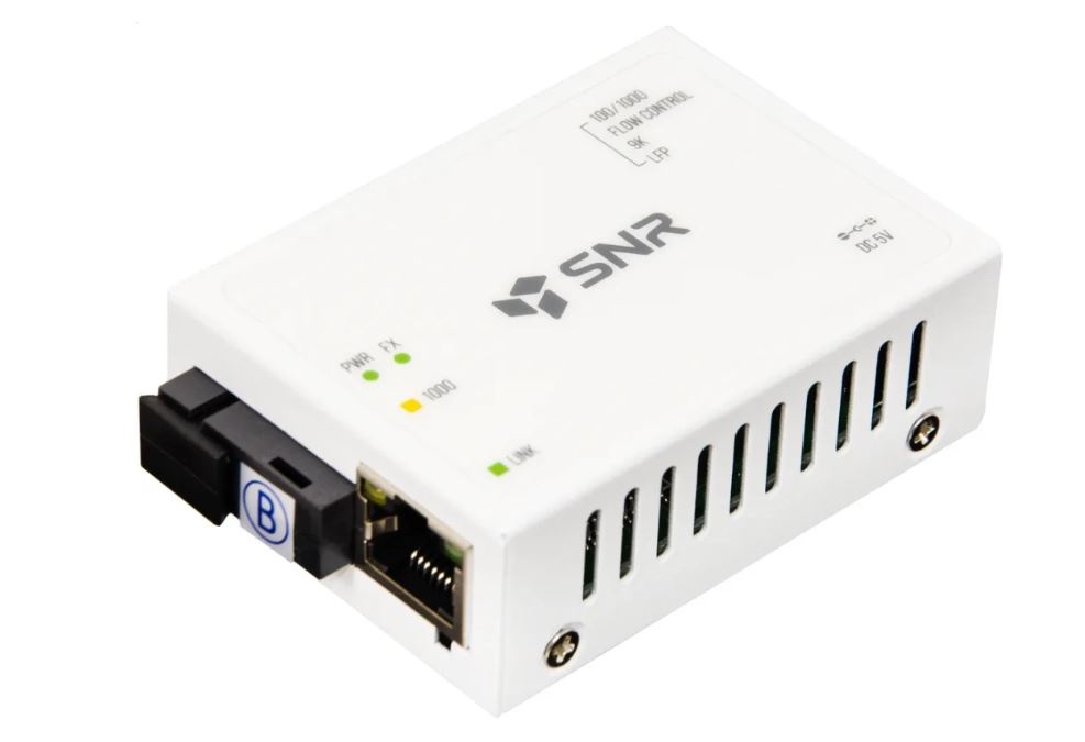 Медиаконвертер SNR (SNR-CVT-1000B); 1x1 Гбит/с; SC Tx/Rx: 1550/1310нм