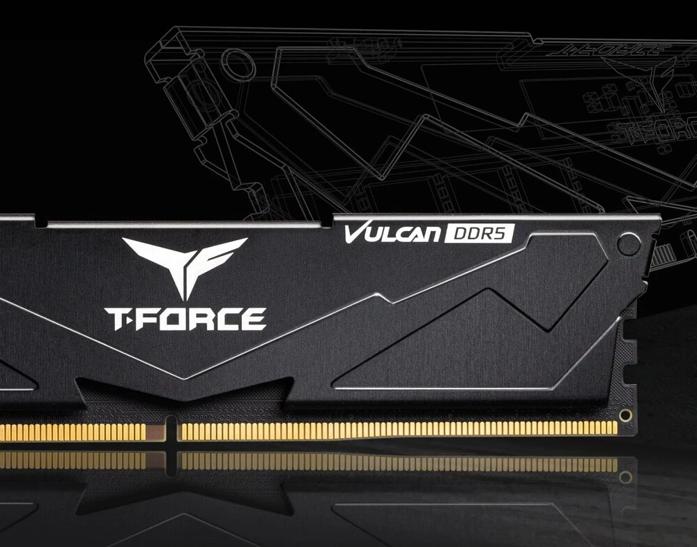 Модуль памяти DDR5 32 Гб (2x16 ГБ) Team T-Force Vulcan Black (FLBD532G6000HC38ADC01); 6000 МГц; радиаторы; RET