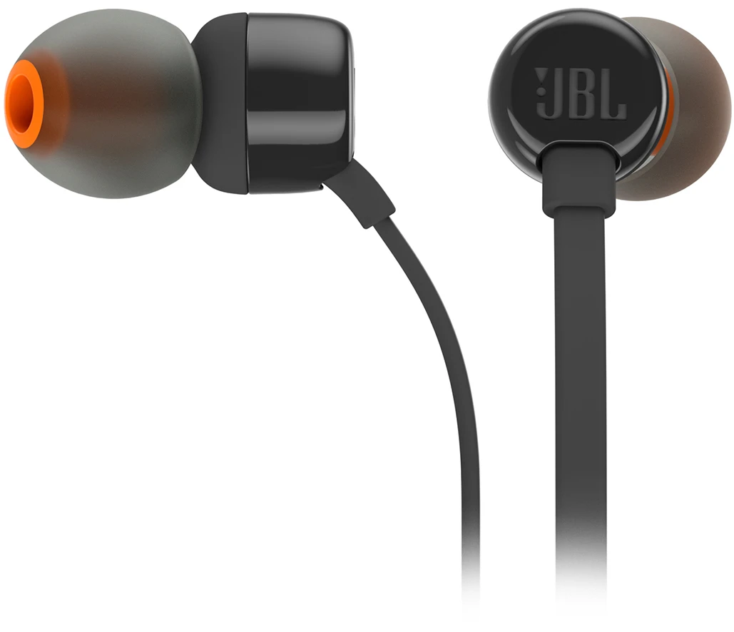 Гарнитура проводная JBL T110 (JBLT110BLK); внутриканальные; 20 - 20 000 Гц; 16 Ом; 1,2 м; встроенный микрофон