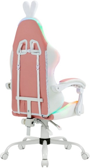 Кресло для геймеров Defender Ideal Pink (64041); иск. кожа; RGB подсветка; 100 мм (класс 4); нагрузка до 110 кг; белый + розовый