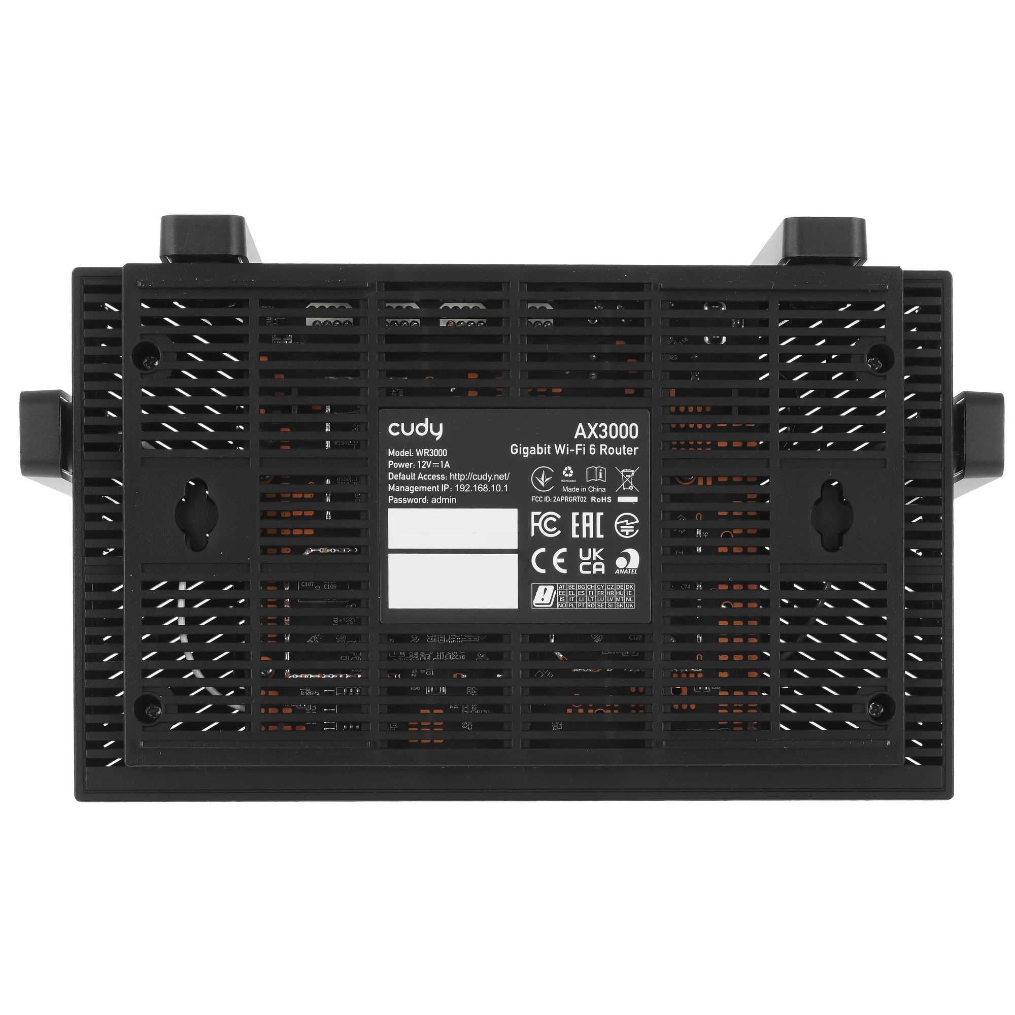 Роутер Cudy WR3000 (AX3000); IEEE 802.11a/b/g/n/ac/ax; 574 Мбит/сек + 2402 Мбит/сек; 3x LAN 1000 Мбит/с; 1x WAN 1000 Мбит/с; 4 ant