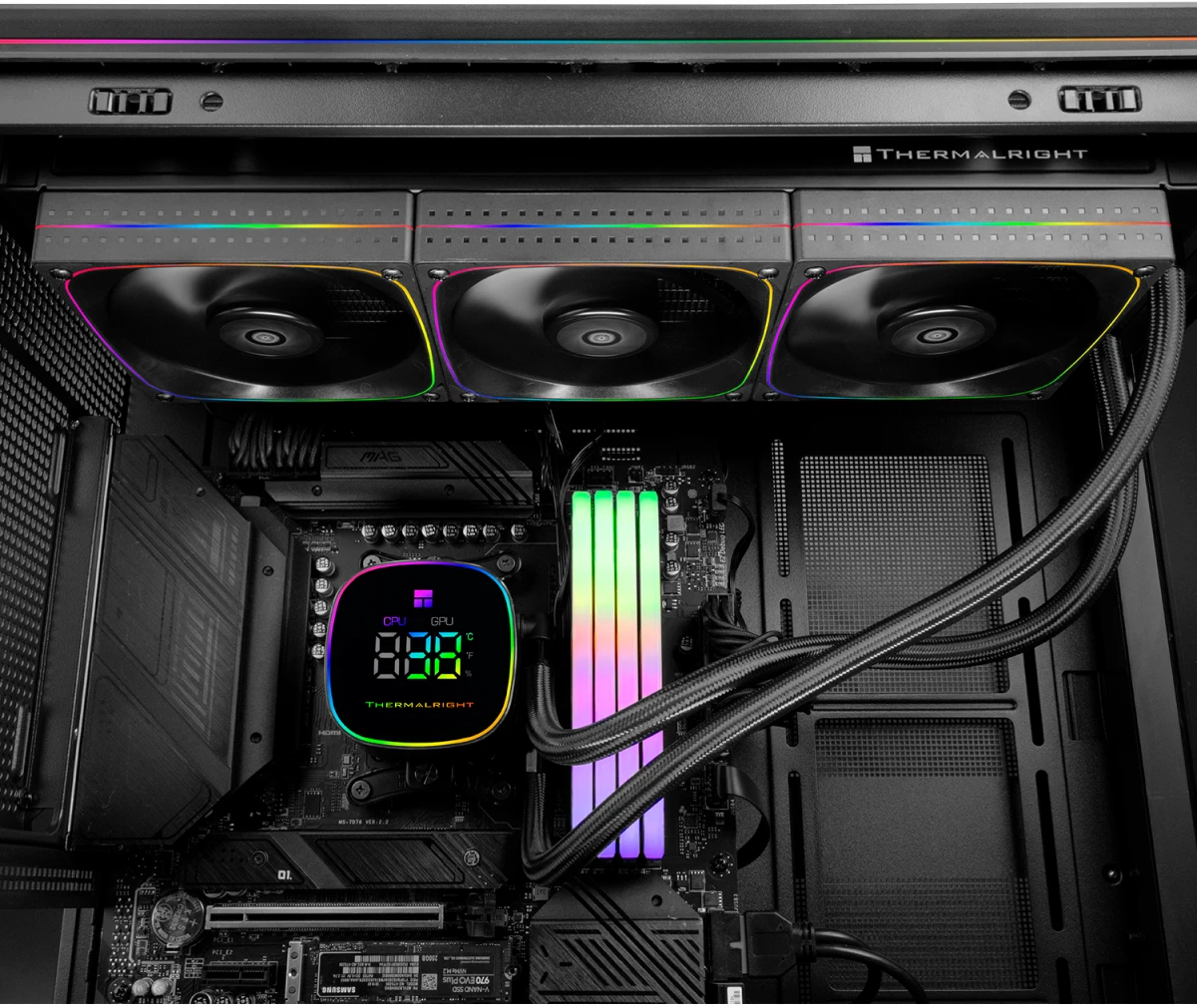 Система жидкостного охлаждения 360 мм Thermalright Frozen Horizon 360 Digital ARGB Black (F-HORIZON-DIGITAL-BL-360-ARGB); активная; 3 вентилятора; 200