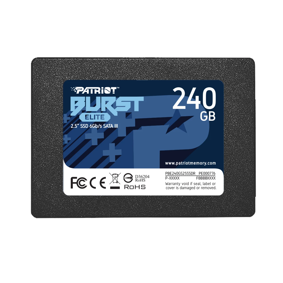 Накопитель SSD 240 ГБ Patriot Burst Elite (PBE240GS25SSDR***); 2,5"; 450Мб/с -  320Mб/с; 3D NAND; SA
