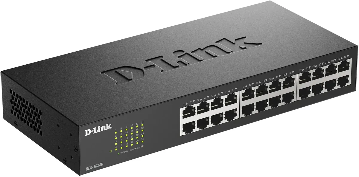 Коммутатор неуправляемый D-Link DES-1024D; Fast Ethernet (10/100); 24 порта;