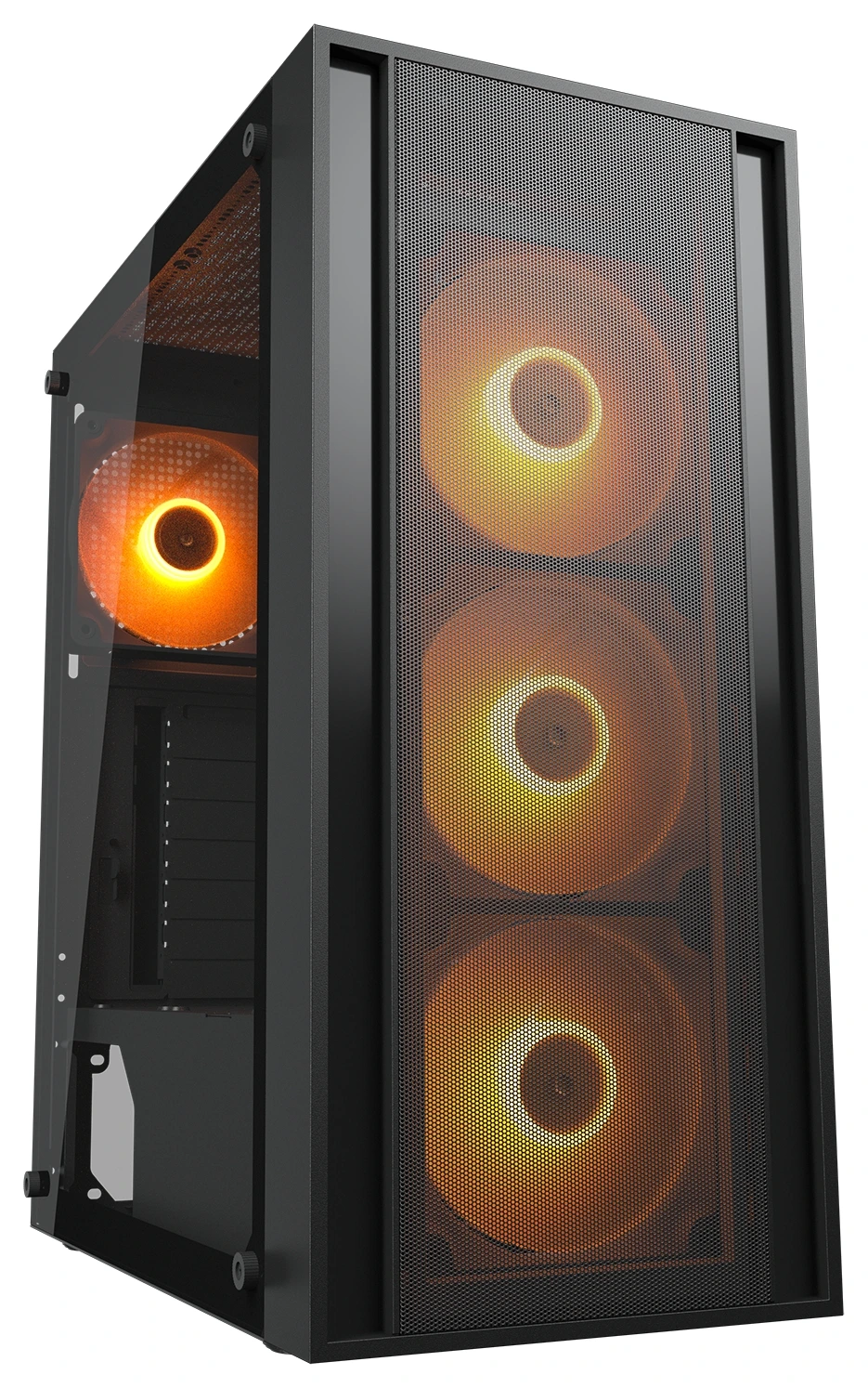 Корпус Cougar MX160 ARGB (MX160 ARGB Black), черный, ATX, Mid-Tower, ARGB, 4 x 120 мм, 1 x USB 2.0, 1 x USB 3.2 Gen 1, 1 x USB 3.2 Gen 2 Type-C