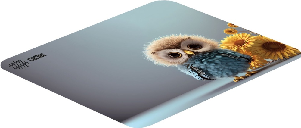 Коврик для мыши Cactus Owl gray (CS-MPC-D12M); ткань + резиновая основа; 300 х 250 х 3 мм; игровая поверхность; рисунок