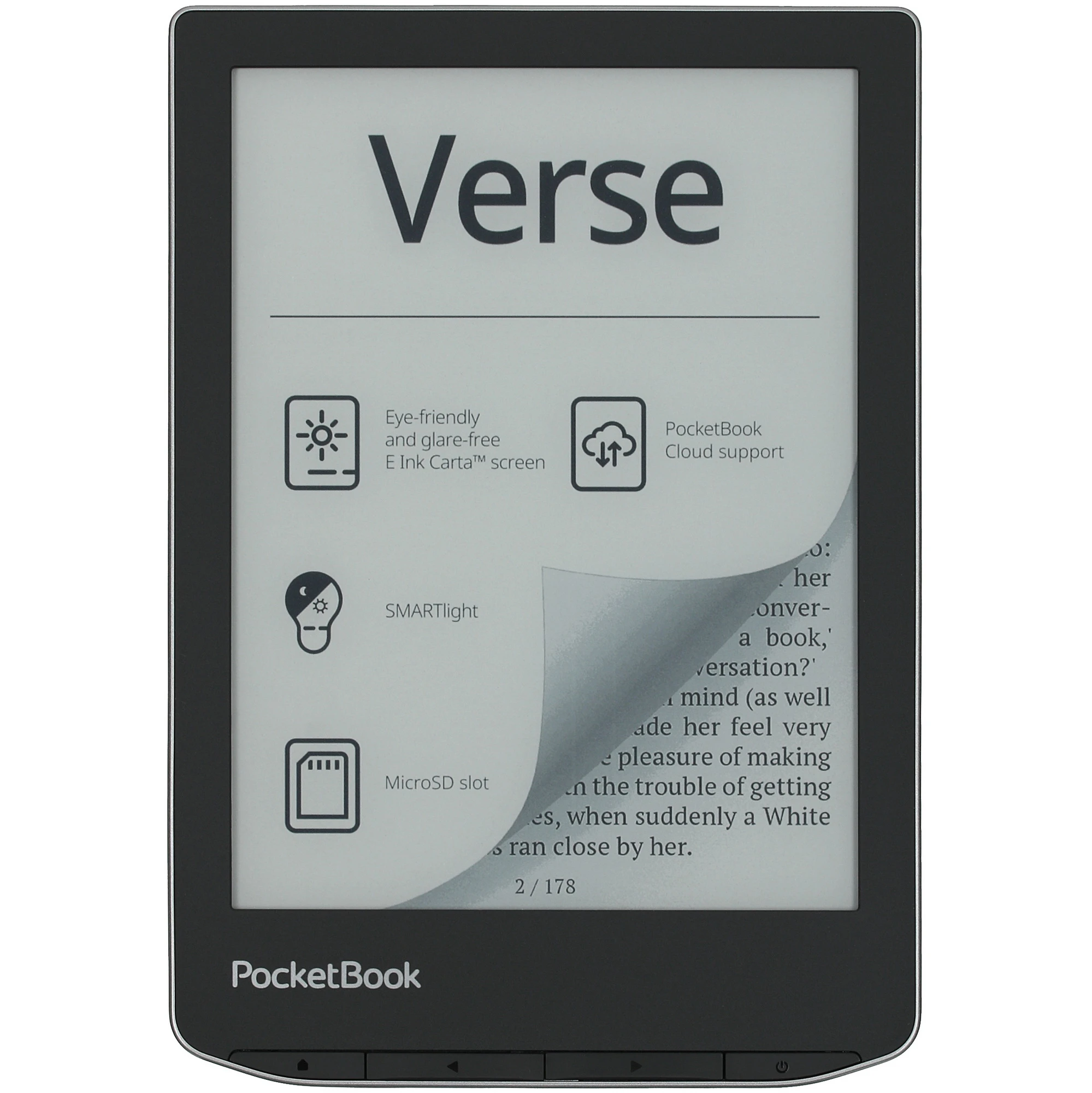 Электронная книга 6" PocketBook 629 Verse Gray (PB629-M-WW); E-Ink Carta; 8 ГБ; micro SDHC; черный; 