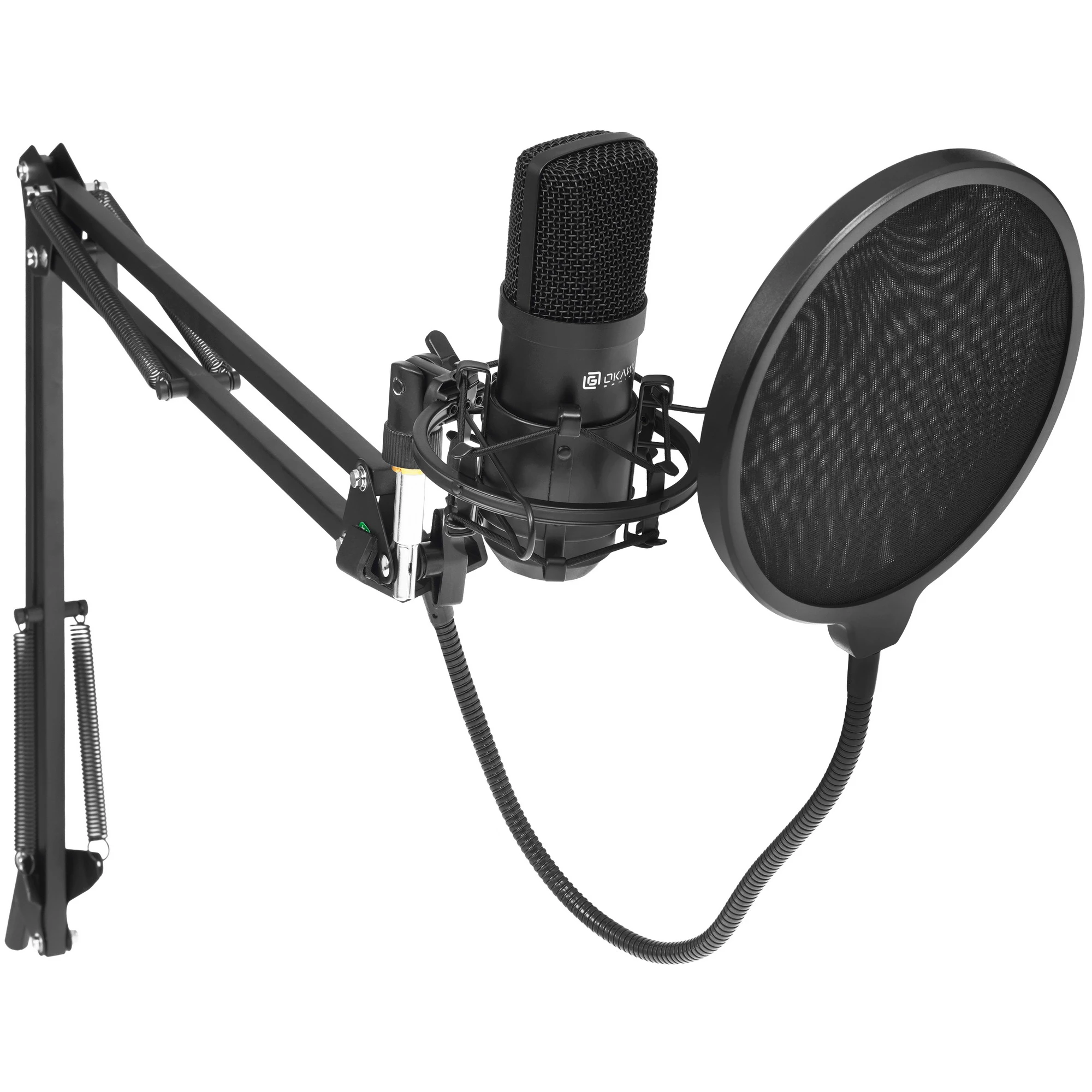 Микрофон Oklick SM-700G (1456135***); конденсаторный; кардиоидный; 100 - 18000 Гц; стойка-пантограф со струбциной; 2,5 м; USB; чёрный