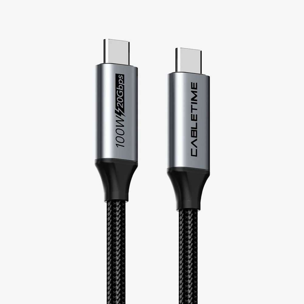 Кабель Type-C/Type-C CABLETIME CU46B; 60Вт; 3A; до 480 Мбит/с; силикон, 0,3м; черный