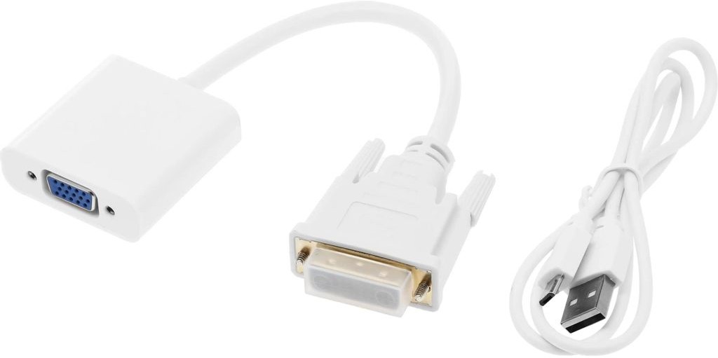 Переходник DVI-D(M) -VGA(F) Behpex (1062424); +доп. питание USB Type-C; 0,2 м; белый