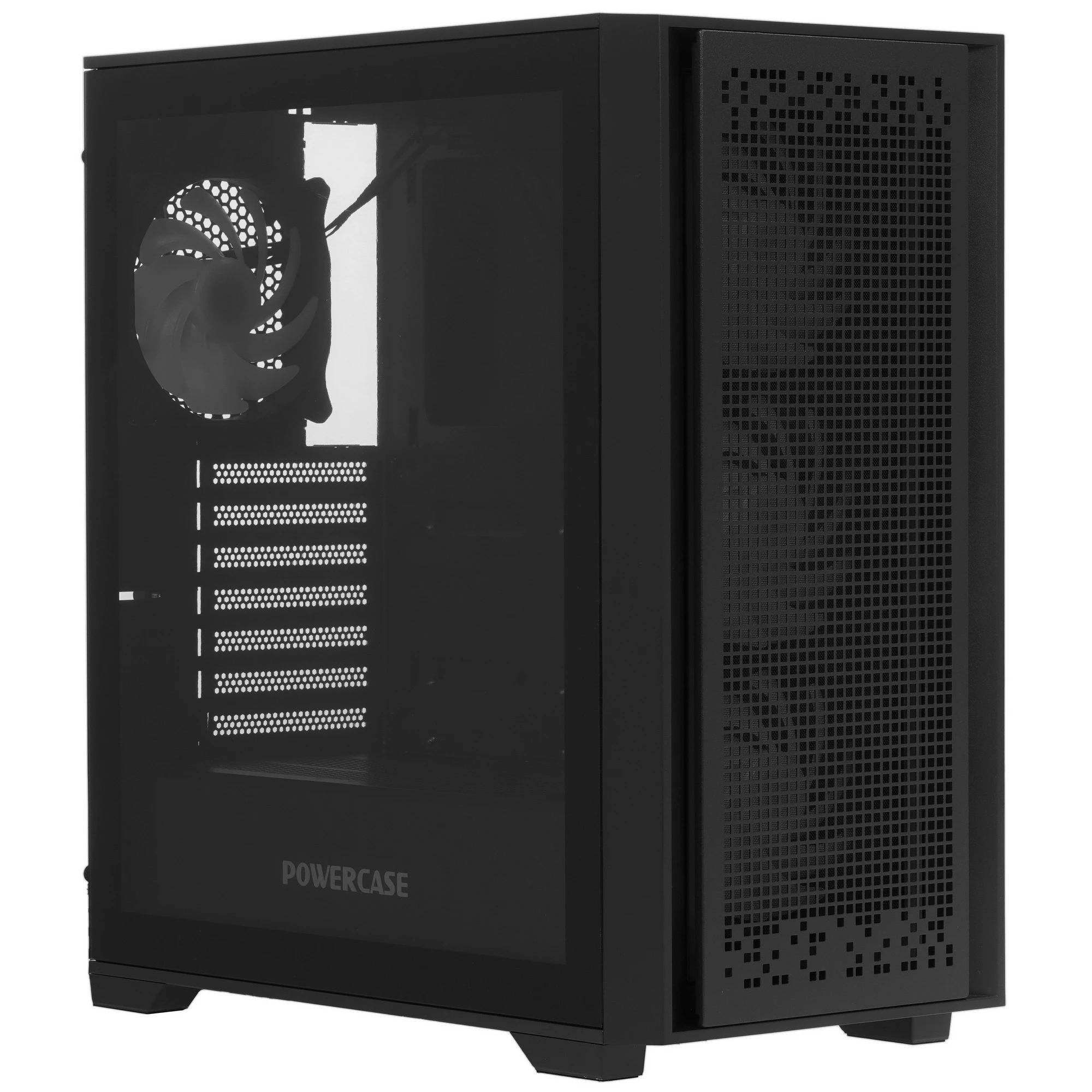 Корпус Powercase ByteFlow (CBFB-A4***); ATX; Midi-Tower; без БП; сталь; 2x3.5" int.; 4 x 120 мм; 1 x USB 3.0/2 x USB 2.0/Mic/Aud; чёрный