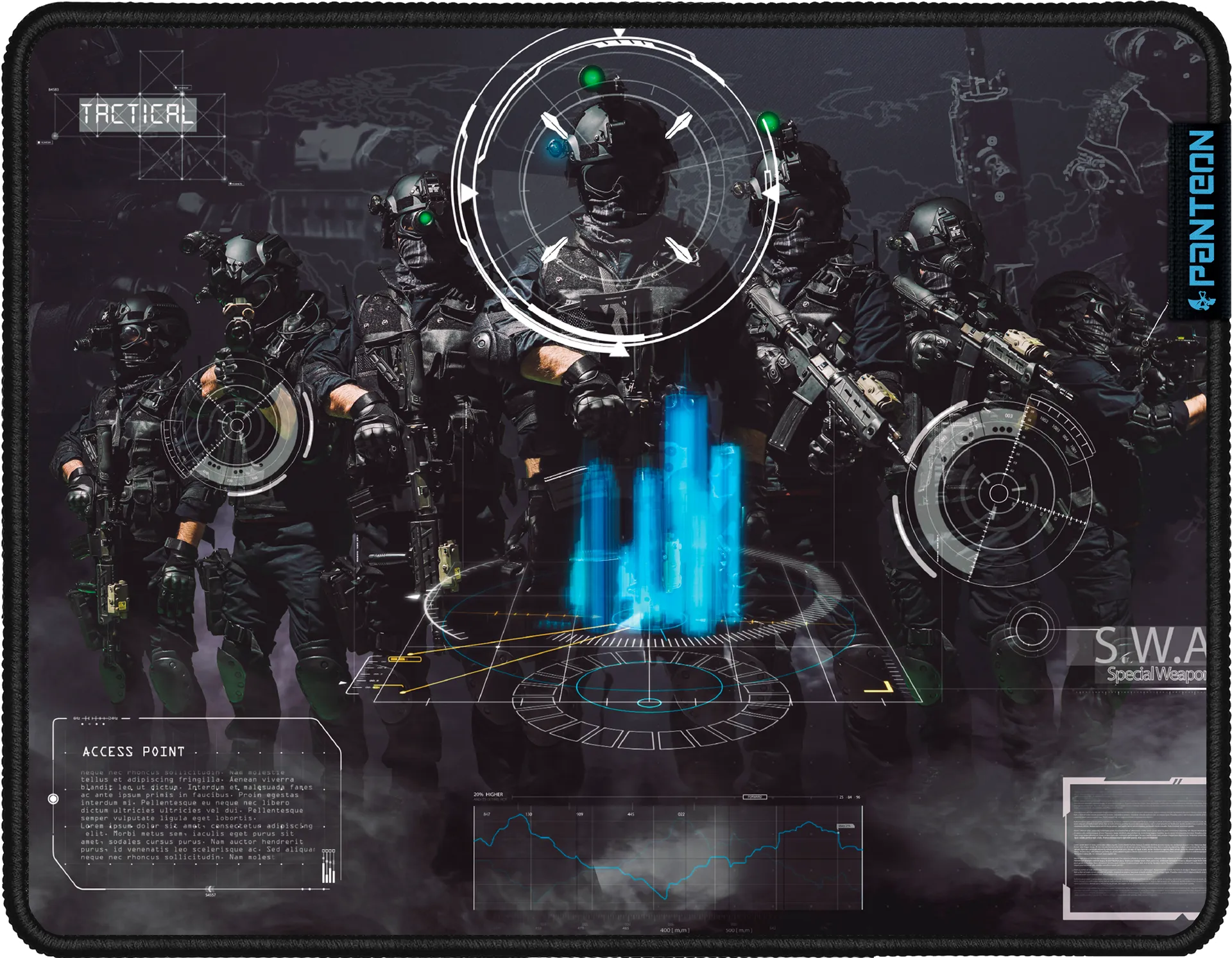 Коврик для мыши Jet.A PANTEON SWAT (GP-82SS***); ткань + резиновая основа; 360 х 280 х 3 мм; игровая поверхность; рисунок