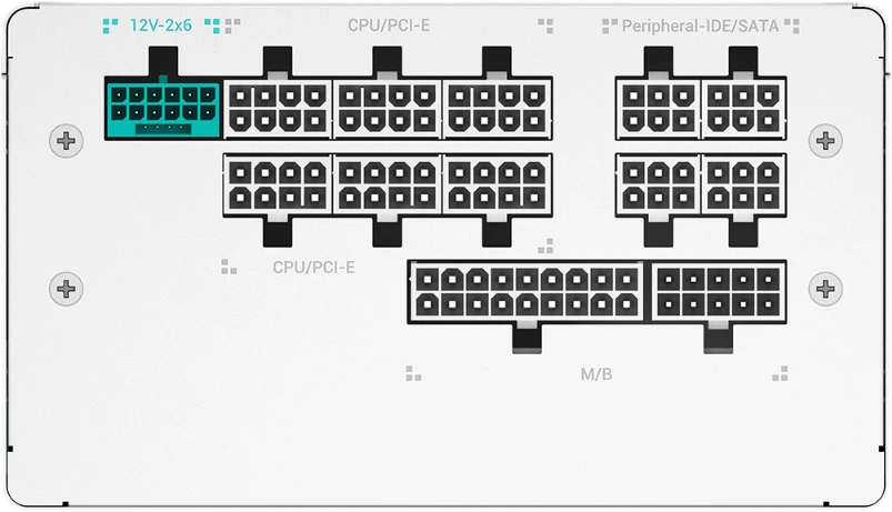 Блок питания 1000 Вт Deepcool GAMERSTORM PQ1000G WH 12VHPWR; 1x24 pin; 2x8(4+4) pin; 9xSata; 3xMolex; 4x6+2-pin PCI-E; 80+ Gold; APFC; отстегивающиеся