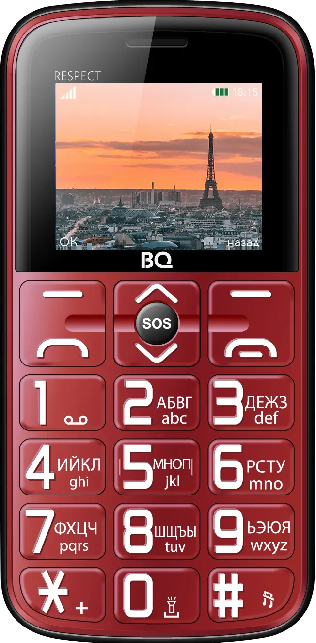 Мобильный телефон BQ Respect (BQ 1851***) красный; 1.77"; TFT; 160x128; 0.08 Мп; 32 Мб/32 Мб; 1 000 мА/ч