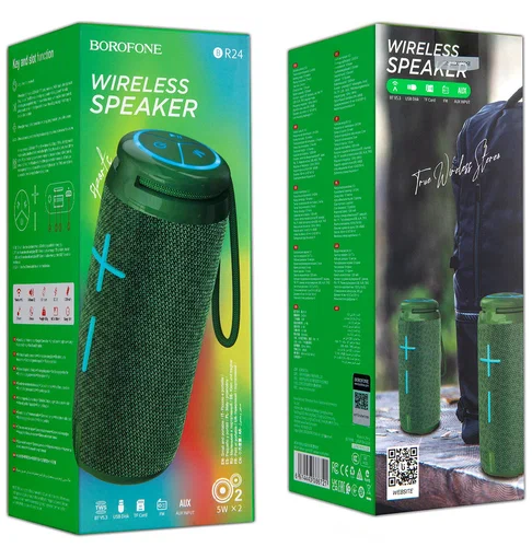 Акустика портативная Borofone BR24 Green (BR24GRN), 10 Вт, 5.1, 1 200 мА/ч , 435 г, зеленый