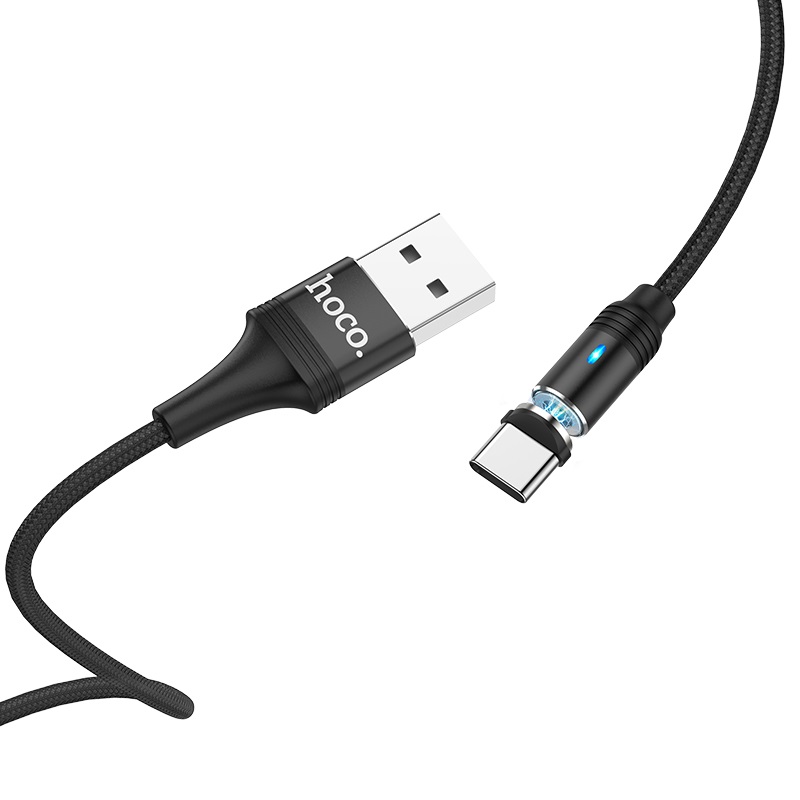 Кабель USB 2.0 AM/Type-C Hoco U76 Fresh ; магнитный коннектор; 1,2 м; черный