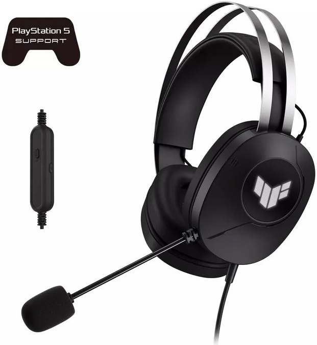 Гарнитура игровая Asus TUF Gaming H1 Gen II Black A302 (90YH044B-BHUA00); оголовье; 20 Гц- 20 кГц; 32 Ом; USB; 2,0 м; микрофон; виртуальный звук 7.1;