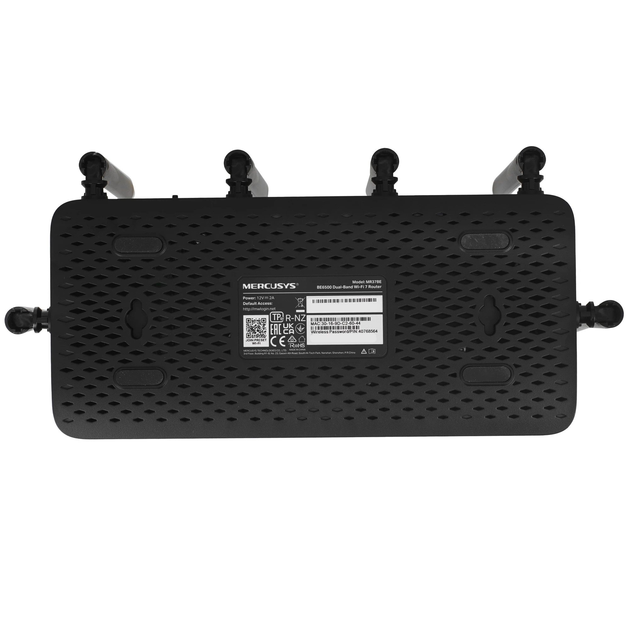 Роутер Mercusys MR37BE BE6500; 688 Мбит/сек + 5760 Мбит/сек; 1xLAN 2.5 Гбит/с + 2xLAN 1 Гбит/с; 1xWAN 2.5 Гбит/с; 6 ant