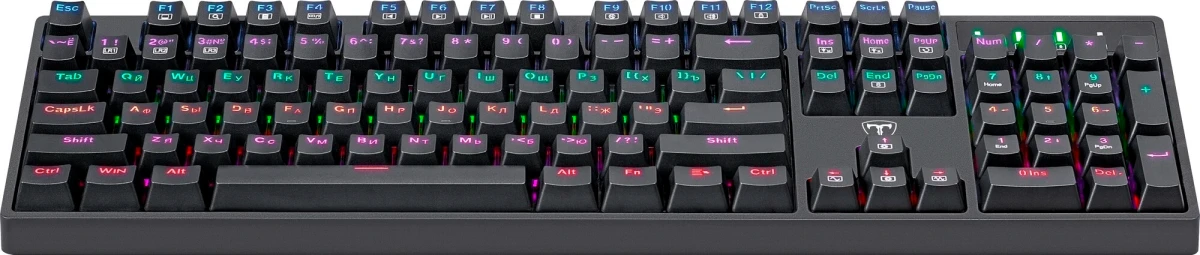 Клавиатура игровая T Line Rebel (72376); USB; механическая; 104 клавиш; 12 (+FN); Hot Swap; подсветка LED; ENG\RUS; чёрный