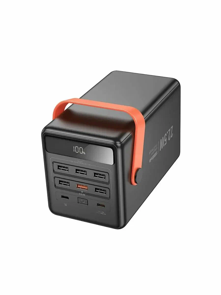 Внешний аккумулятор 100 000 мА/ч; Hoco J142 Surpass (J142); 3А; 22.5 Вт; LED экран; 2,05 кг; черный