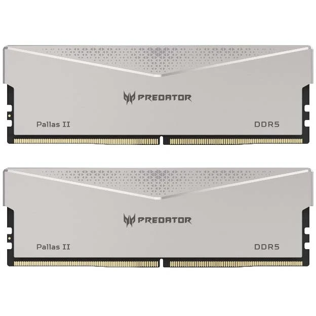 Модуль памяти DDR5 32 Гб (2x16 ГБ) Acer Predator Pallas II Silver (PALLASII-32GB-6400-1R8-2XV5); 6400 МГц; радиаторы; RET