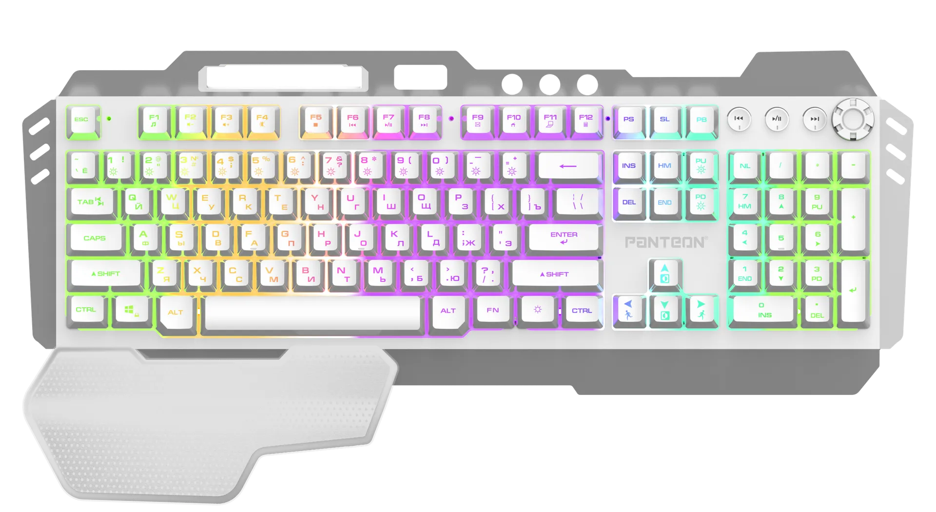 Клавиатура игровая Jet.A PANTEON M401S White***; USB; мембранная; 104 + 4 клавиш; 12 (+FN); подсветк