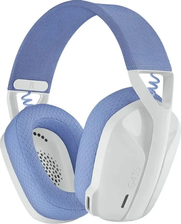 Гарнитура беспроводная Logitech G435 LIGHTSPEED White & Lilac (981-001074***); игровая; Bluetooth/2.4 Ггц; оголовье; 20 - 20 000 Гц; 45 Ом; встроенный