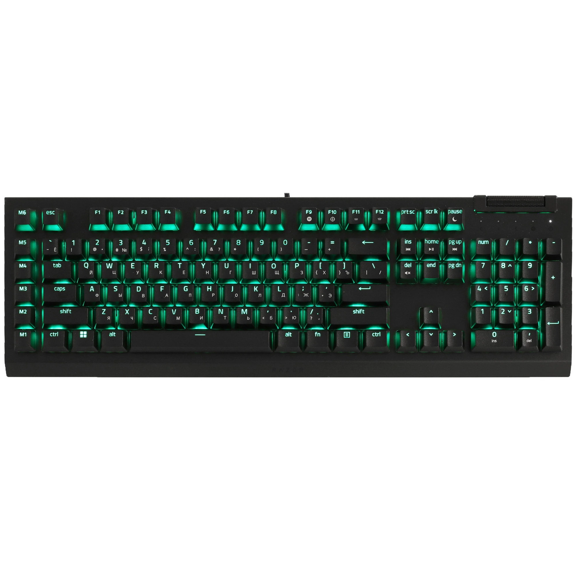 Клавиатура игровая Razer BlackWidow V4 X (RZ03-04702500-R3R1); USB; механическая; 104 клавиш; 10 доп клавишь + скрол; RGB подсветка; ENG\RUS; чёрный