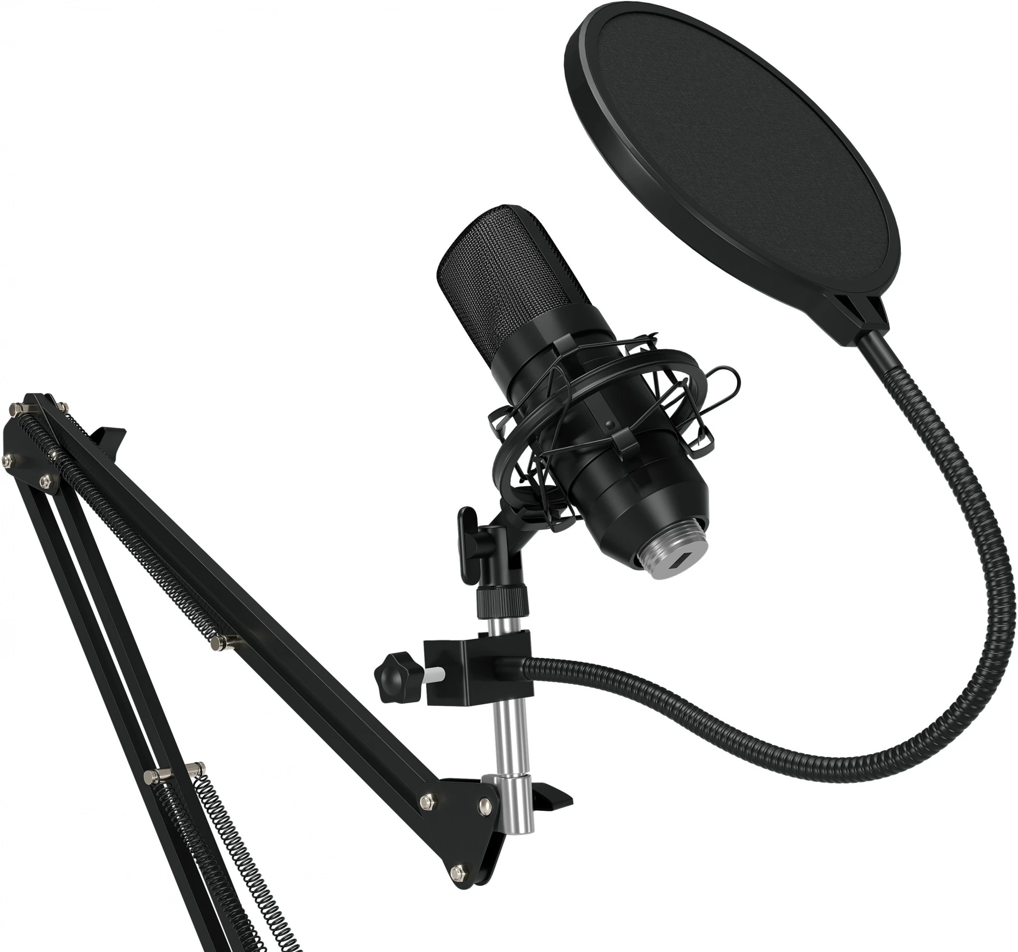 Микрофон Oklick SM-600G + микшер (1796784***); конденсаторный; кардиоидный; 100 - 16000 Гц; стойка-п