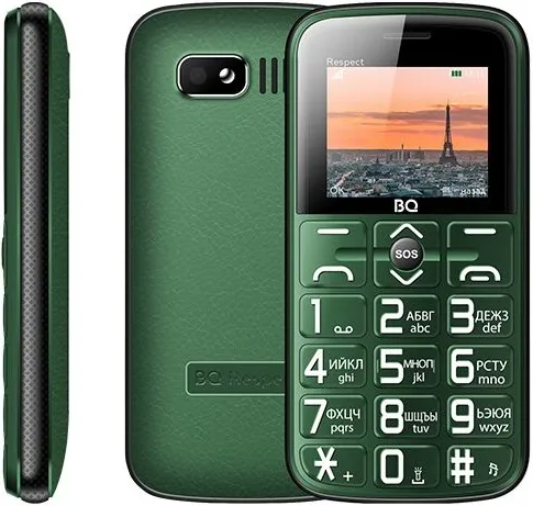 Мобильный телефон BQ Respect (BQ 1851***) зеленый; 1.77"; TFT; 160x128; 0.08 Мп; 32 Мб/32 Мб; 1 000 мА/ч