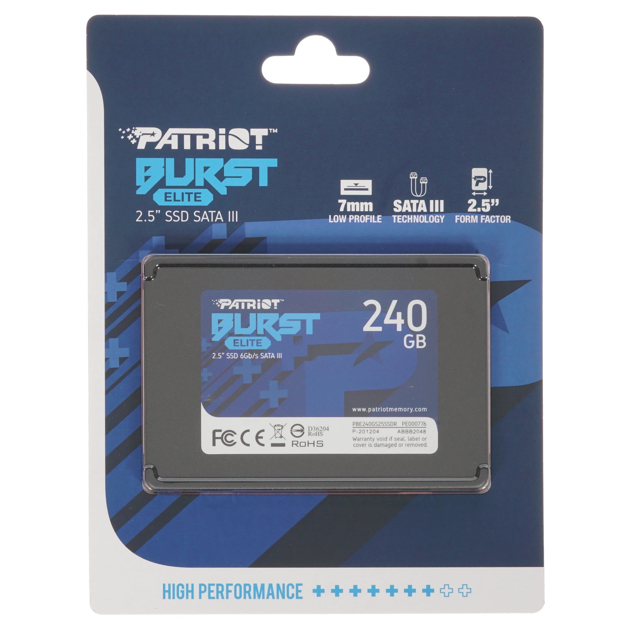 Накопитель SSD 240 ГБ Patriot Burst Elite (PBE240GS25SSDR***); 2,5"; 450Мб/с -  320Mб/с; 3D NAND; SA