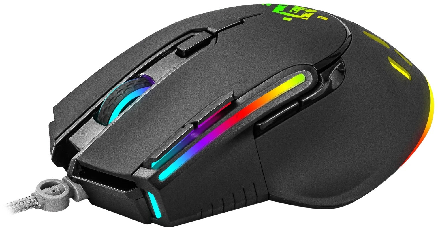 Мышь игровая Defender Strike GM-570 (52570); USB; оптический; 800 - 7200 dpi; 7 кнопок; колесо-кнопка; LED подсветка; чёрный