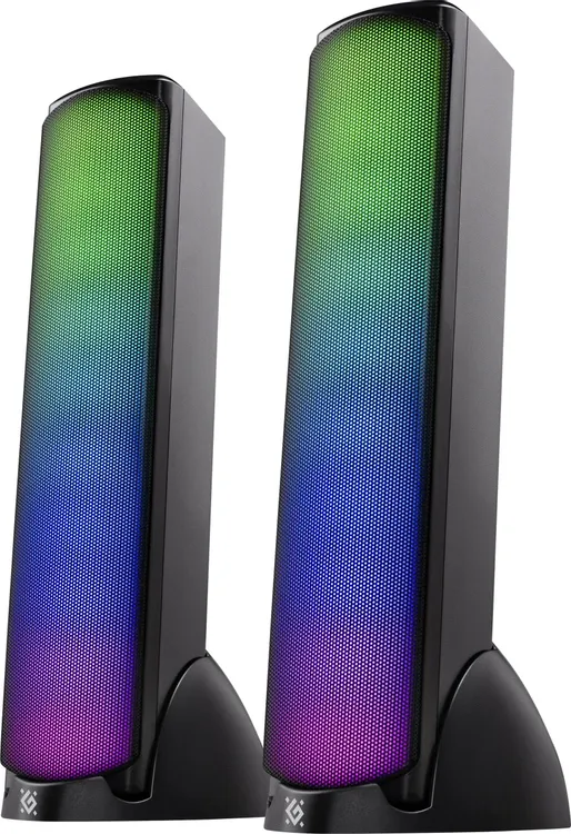 Акустическая система 2.0 Defender SkyPulse (65097); 10 Вт; 65 - 16000 Гц; пластик; BT 5.1; RGB подсветка; регулятор громкости на шнуре; USB; чёрный