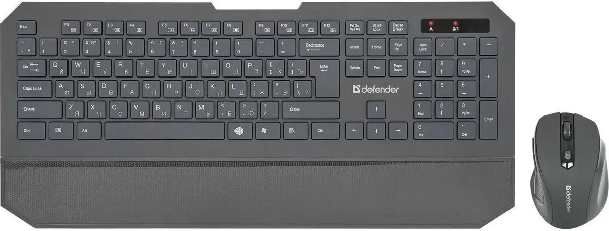 Комплект Defender Berkeley C-925 (45925***); беспроводной; USB; мембранная; IR-лазерная; 800/1200/1600 dpi; 2xAAA/1xAA; мультимедийный; чёрный