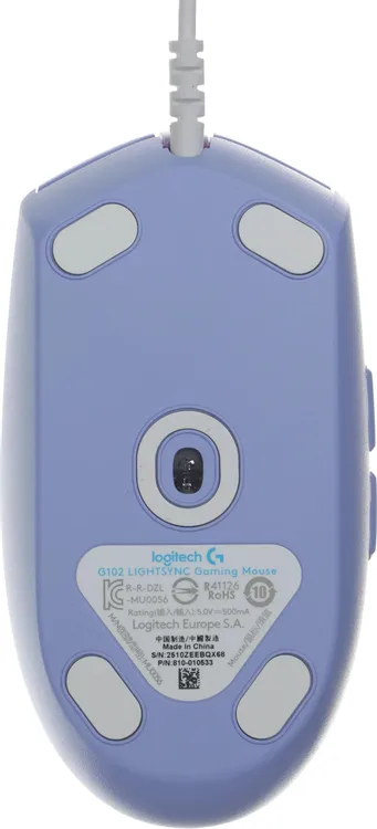 Мышь игровая Logitech G102 LIGHTSYNC Lilac (910-005857); USB; оптический; 200 - 8000 dpi; 6 кнопок; колесо-кнопка; LED подсветка; фиолетовый
