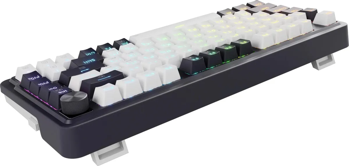 Клавиатура игровая Redragon Ucal Pro Black+White (72008); USB + (BT/2.4 Ггц); механическая; 81 клавиш; 12 (+FN); RGB подсветка; встроенный аккумулятор