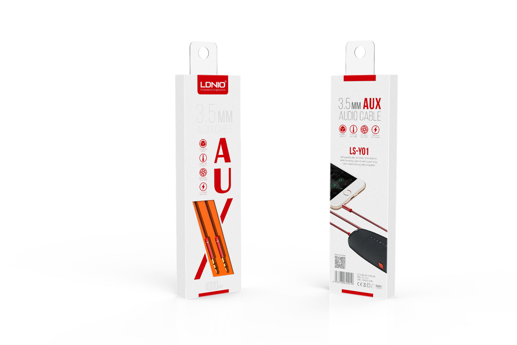 Кабель межблочный LDNIO LS-Y01 Red; 3,5 мм (mini-jack); 3,5 мм (mini-jack); позолоченные коннекторы; 1,0 м